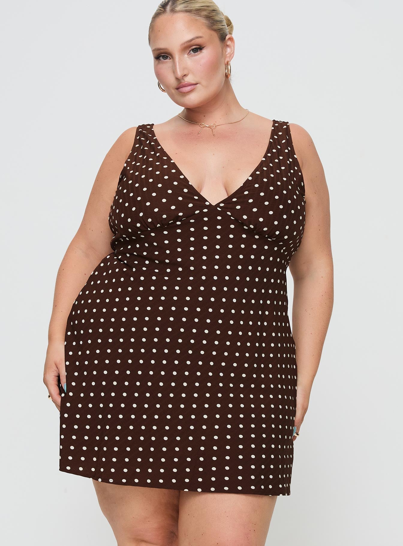 Nellie Mini Dress Brown Polka Dot Curve、mySite、solidvoid