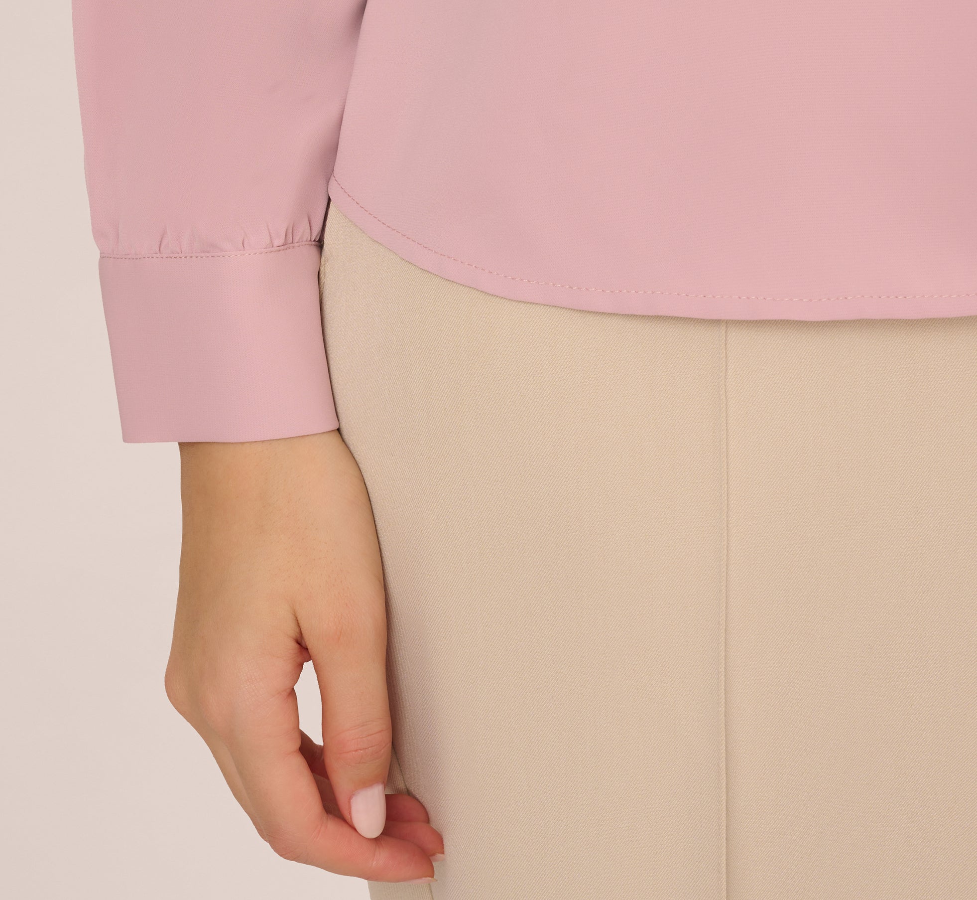 Long Sleeve Embellished Tie Collar Blouse In Lavender Beach、mySite、solidvoid