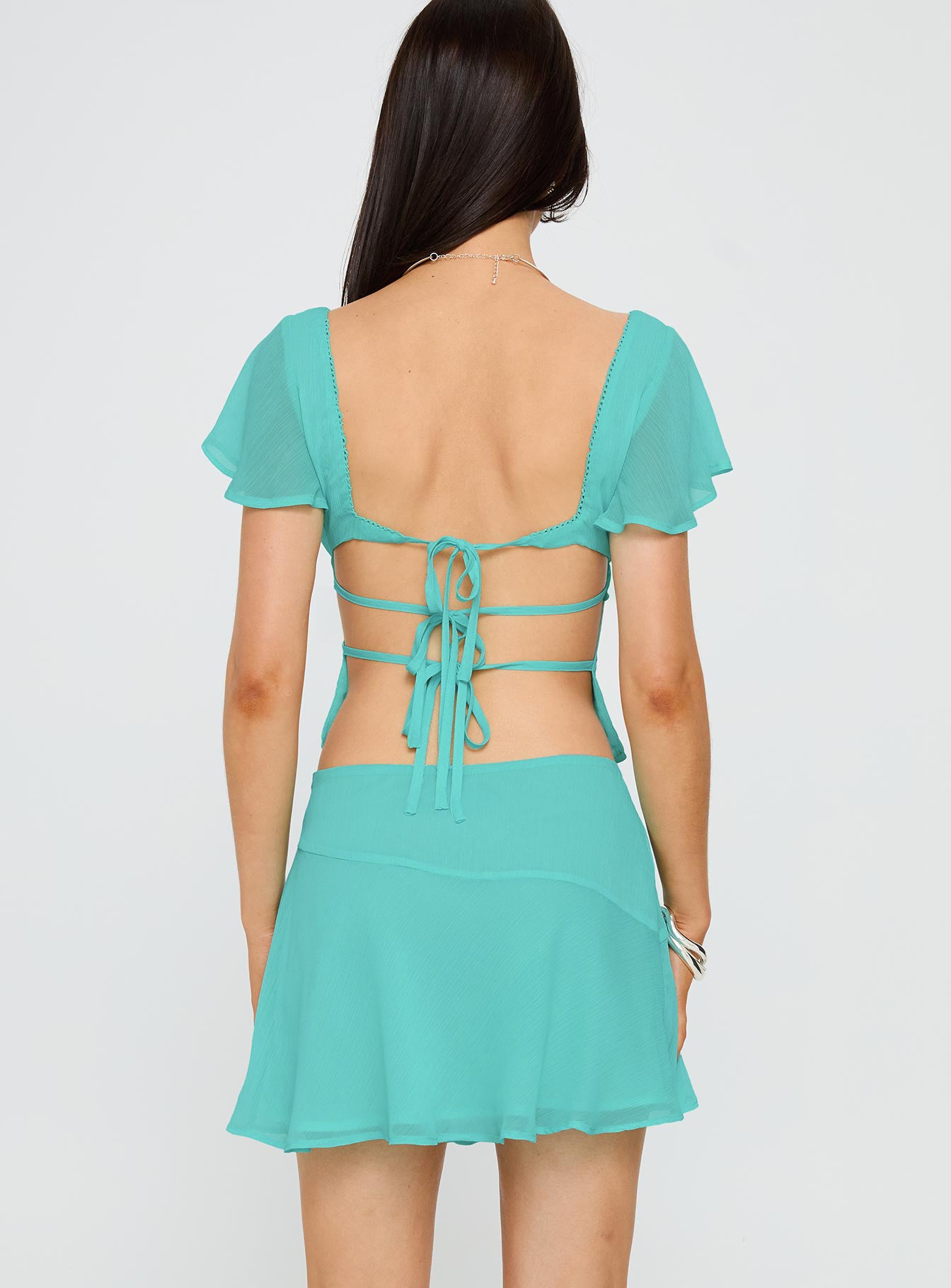 Pappilion Asymmetrical Mini Skirt Aqua、mySite、solidvoid