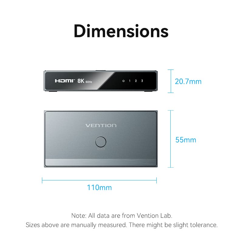 Vention 3 In 1 Out 8K HDMI Switcher Gray Aluminium Alloy Type、mySite、fannypackpong