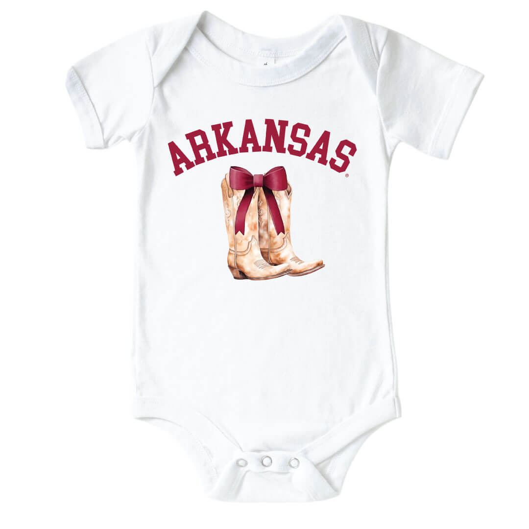  University of Arkansas | Football & Bows Graphic Bodysuit、mySite、layawaytickets