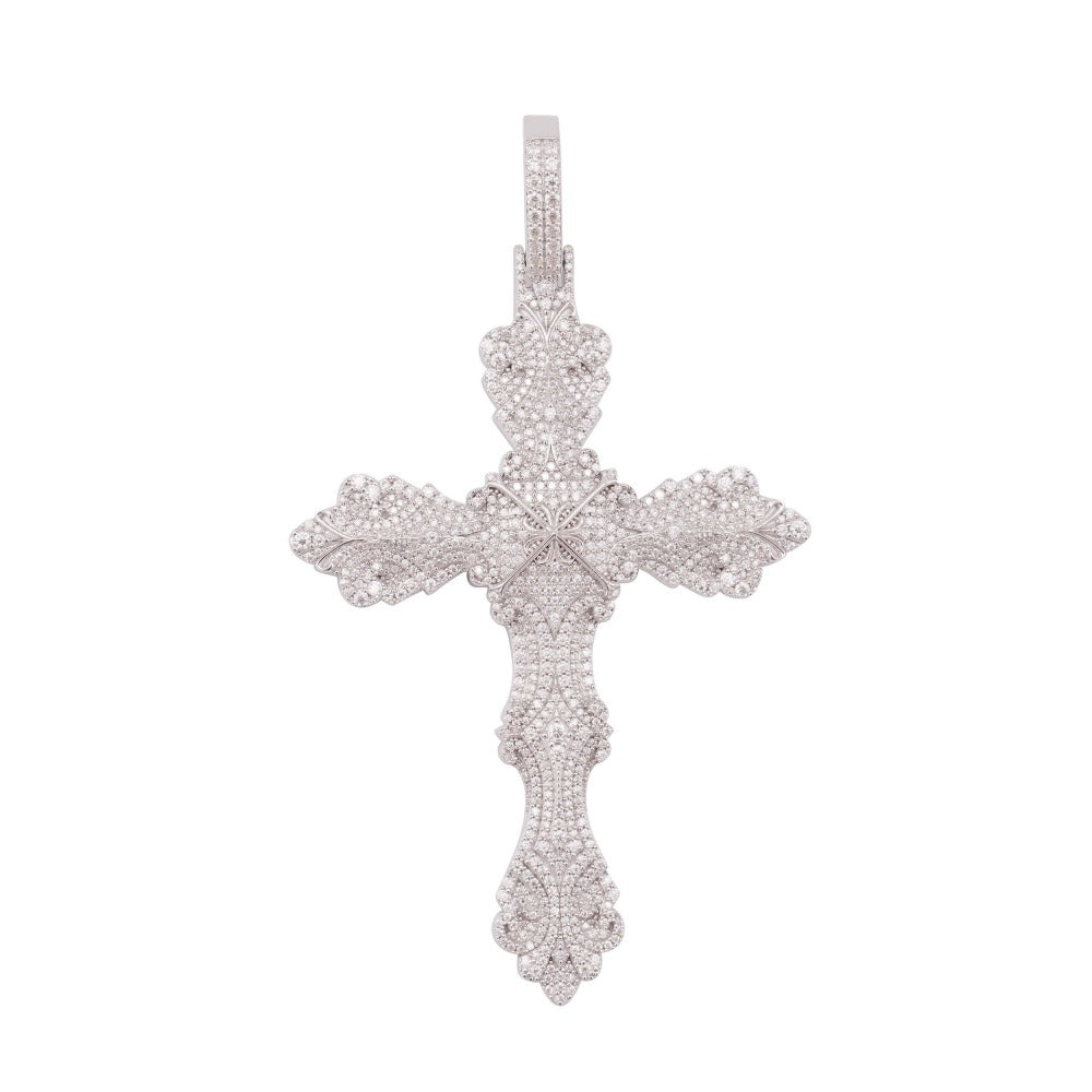 Moissanite Ornamental Cross 14K White Gold、mySite、hinf8tx79