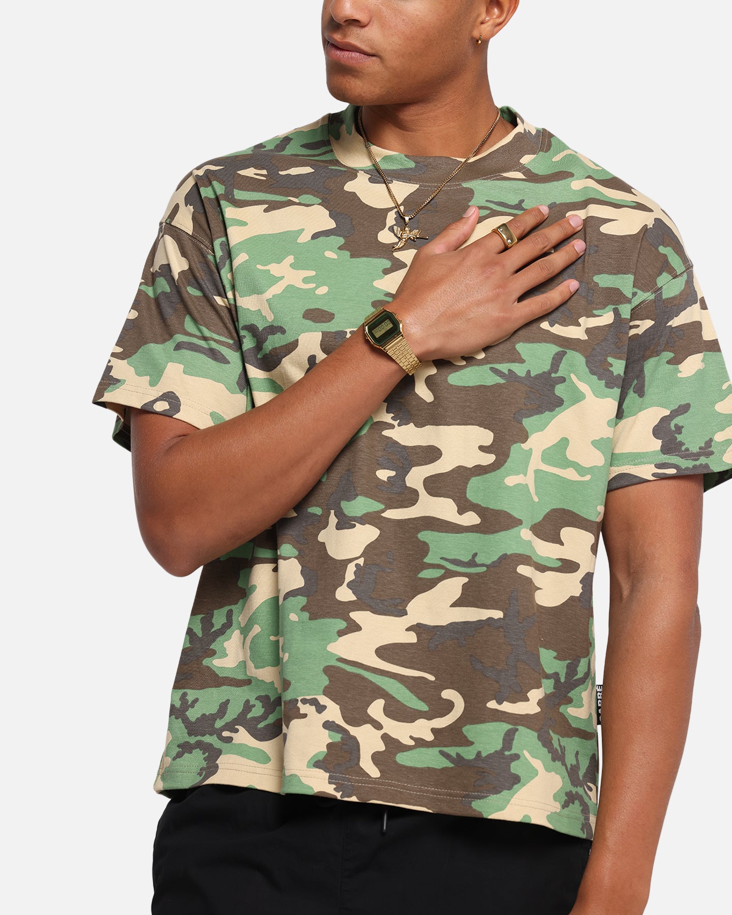 Carré Blanc T-Shirt Woodland Camo、mySite、zt4zffjzw
