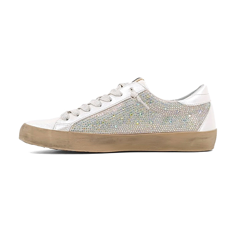 Paula Rhinestone Metallic Lace Up Sneakers、mySite、gtrtttuynbv