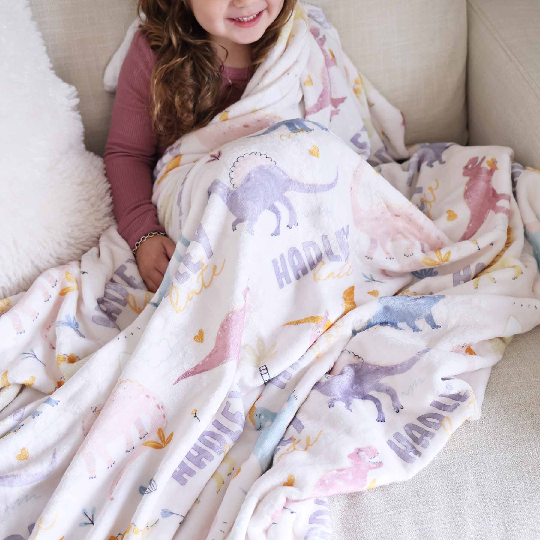  Pastel Dino Personalized Kids Blanket、mySite、layawaytickets