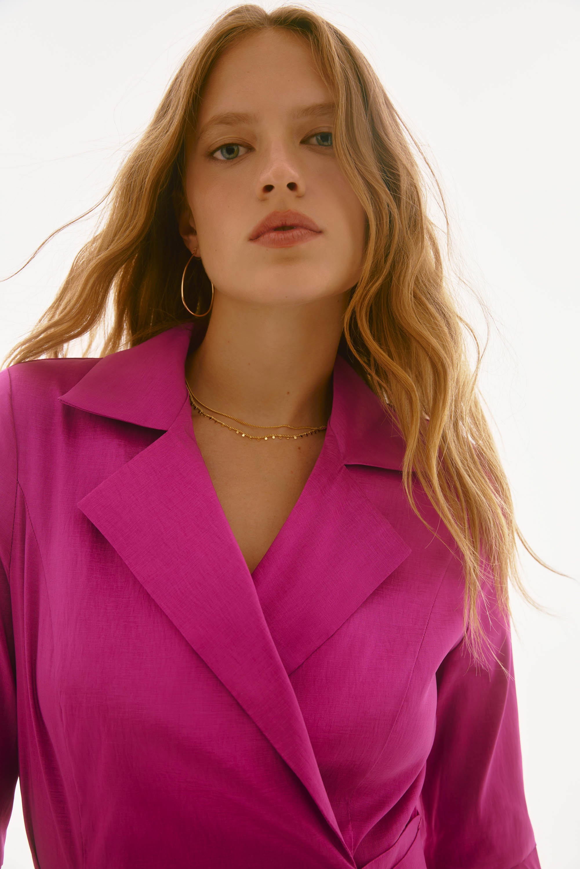 Joseph Ribkoff Stretch Taffeta High Low Wrap Dress, Magenta、mySite、noshort