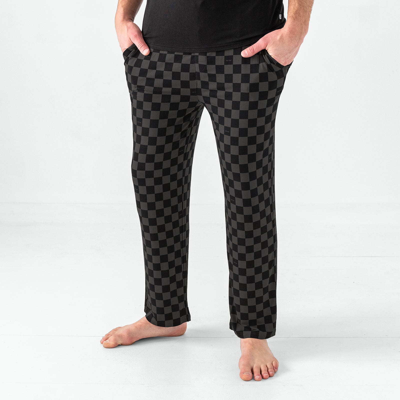 Monochrome Checks Men's Pajama Pants、mySite、g9winljtr