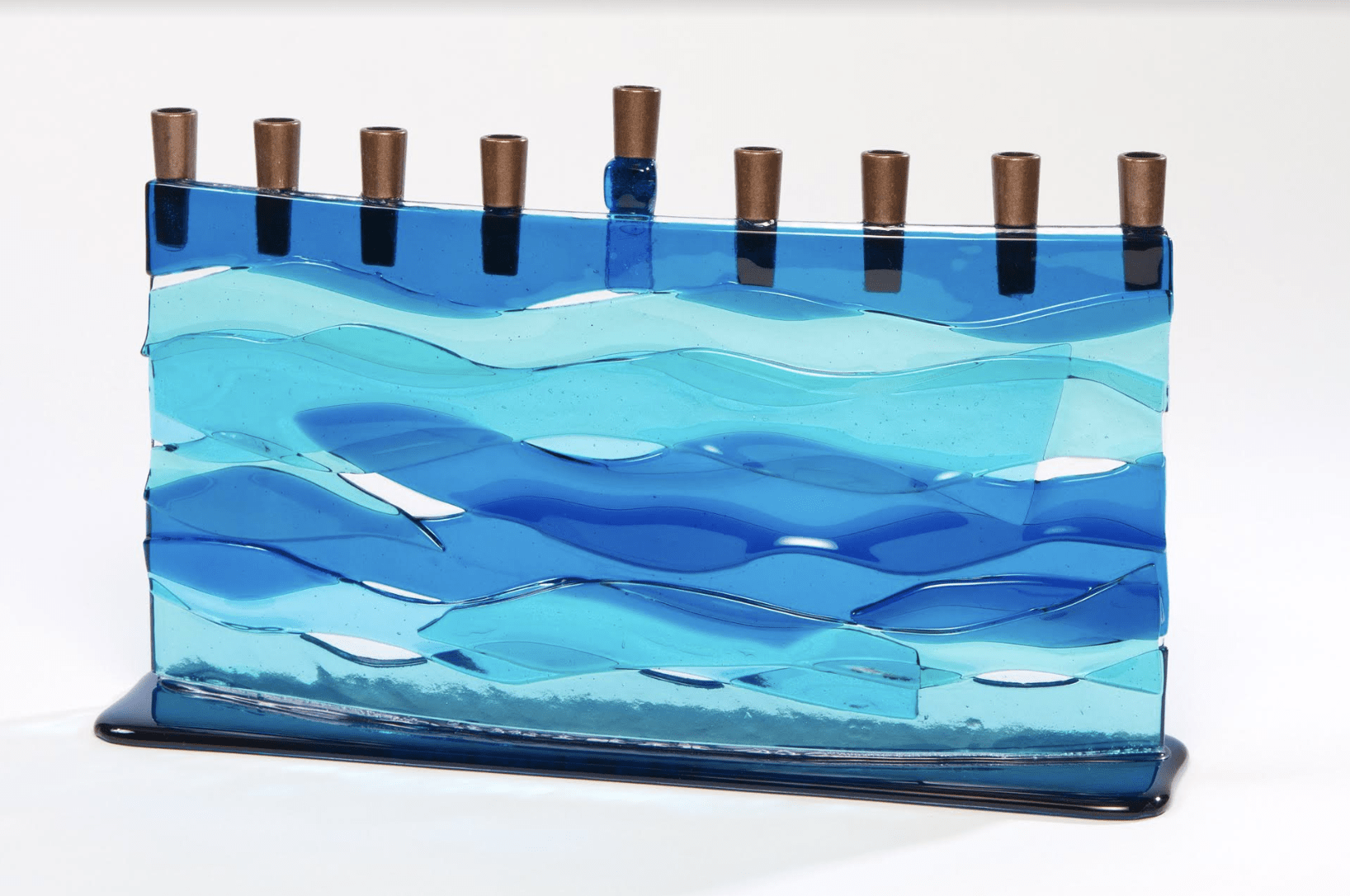 Blue Wave Arc Fused Glass Menorah by Daryl Cohen、mySite、topwebapps