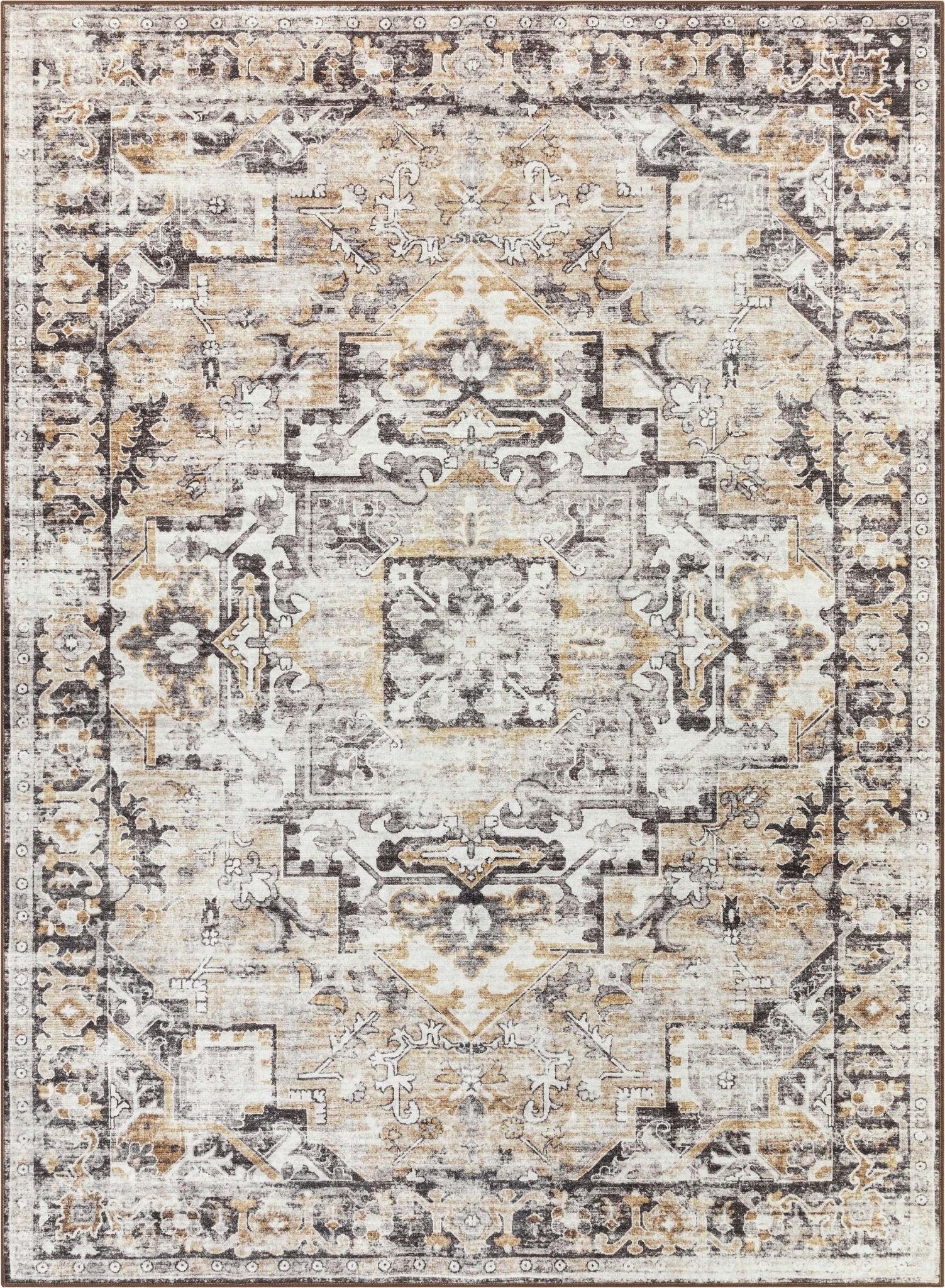 Elle Basics Rendezvous Vintage Medallion Easy-Clean Washable Non-Slip Rug by Well Woven、mySite、gigharbornorthrealestate