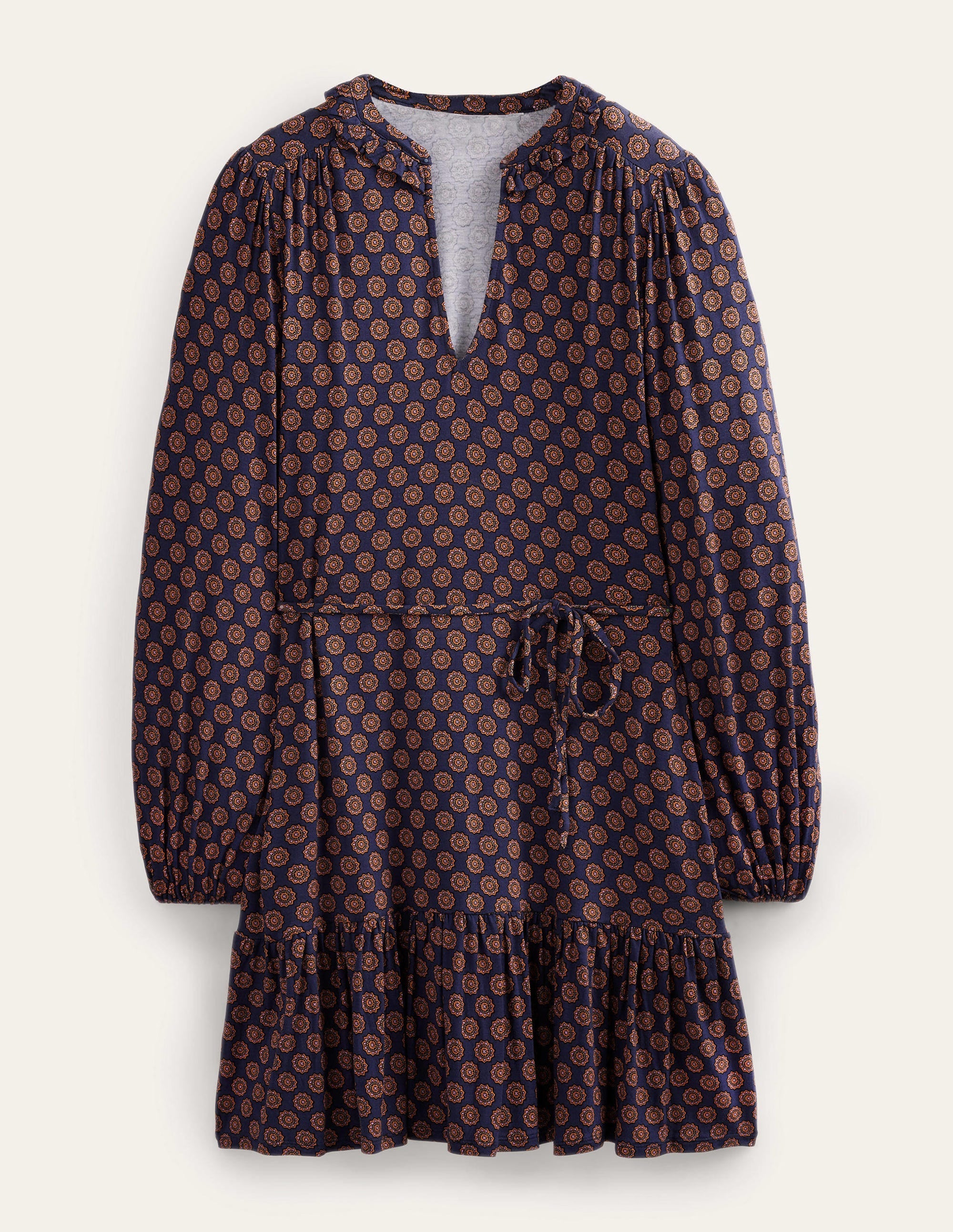  Notch Neck Jersey Dress-French Navy, Sunflower Geo、mySite、ashleygrahame