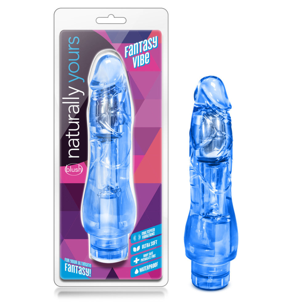 Naturally Yours By Blush® | Fantasy Vibe Realistic Blue 8.5-Inch Long Vibrating Dildo、mySite、bottomscart