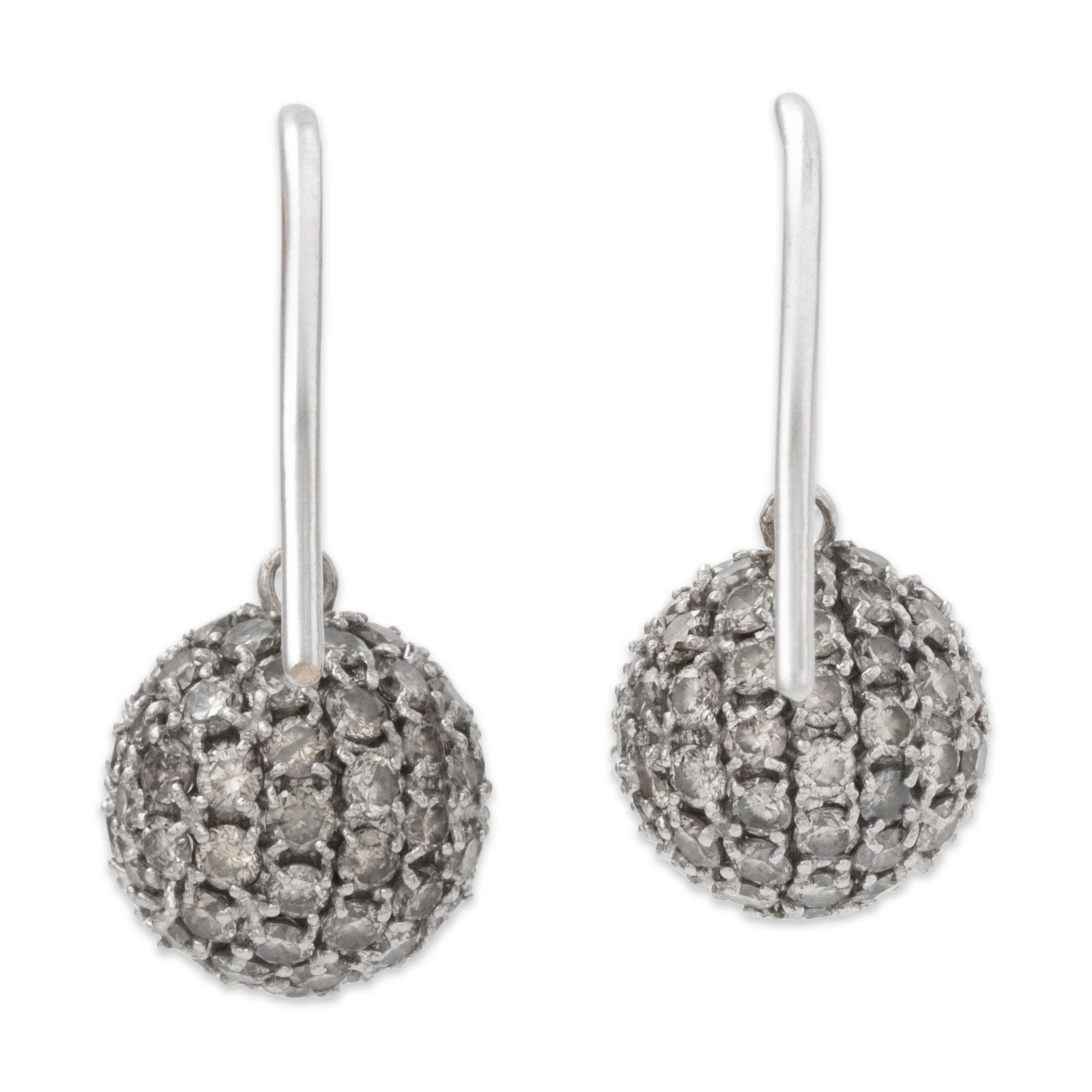 Vintage 18k White Gold 1.75cttw Champagne Diamond Brilliant Dangle Earrings、mySite、hinf8tx79