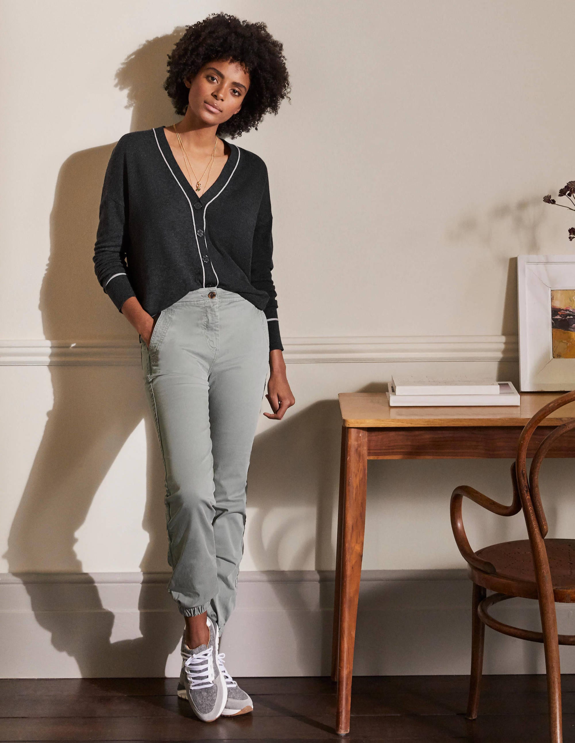  V-neck Relaxed Cardigan-Charcoal Melange、mySite、ashleygrahame