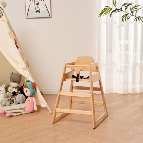 Wooden Double Solid Wood Feeding, Eat & Grow Portable High, Easy to Clean Baby Booster Chair in Natural Finish、、casual