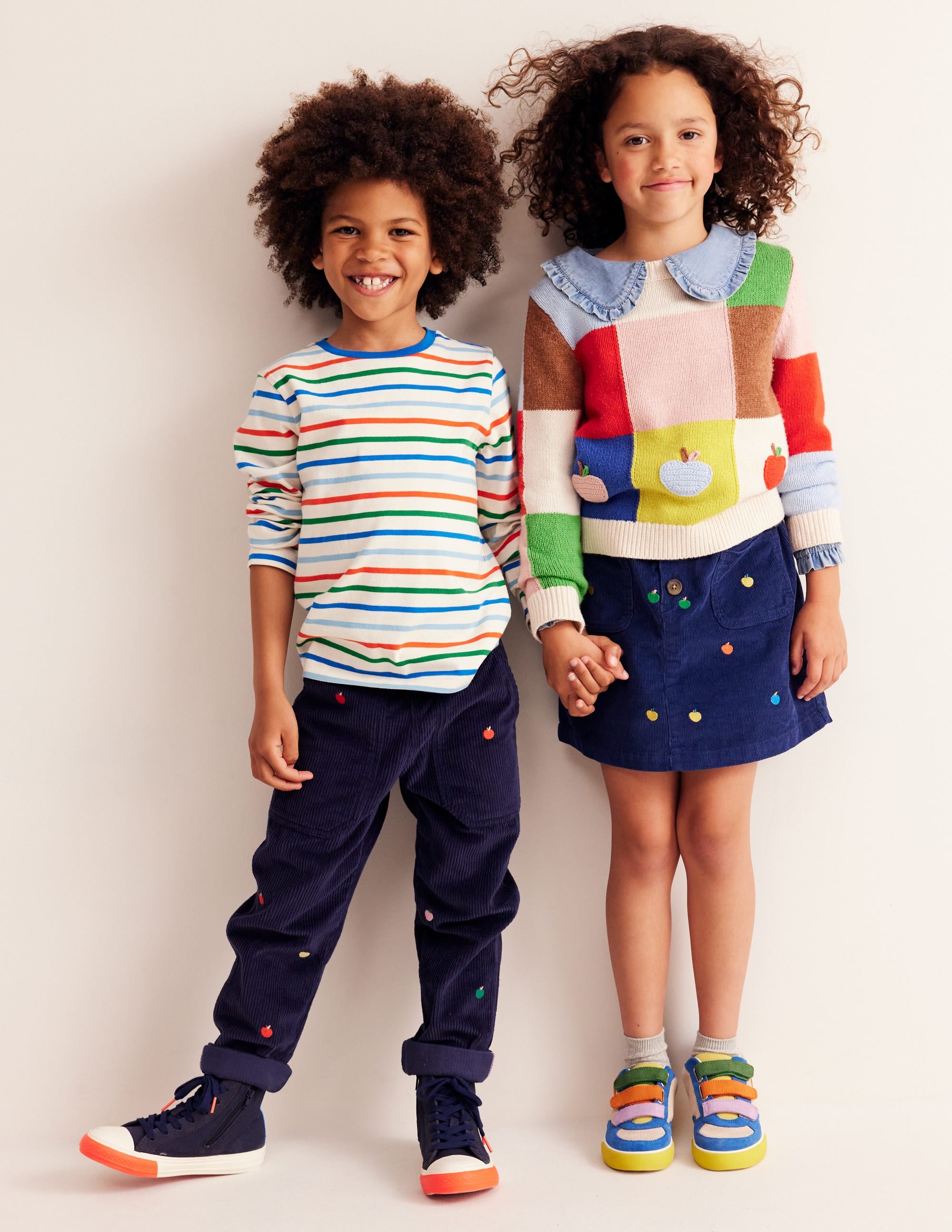  Embroidered Pull-On Pants-College Navy Apples、mySite、ashleygrahame