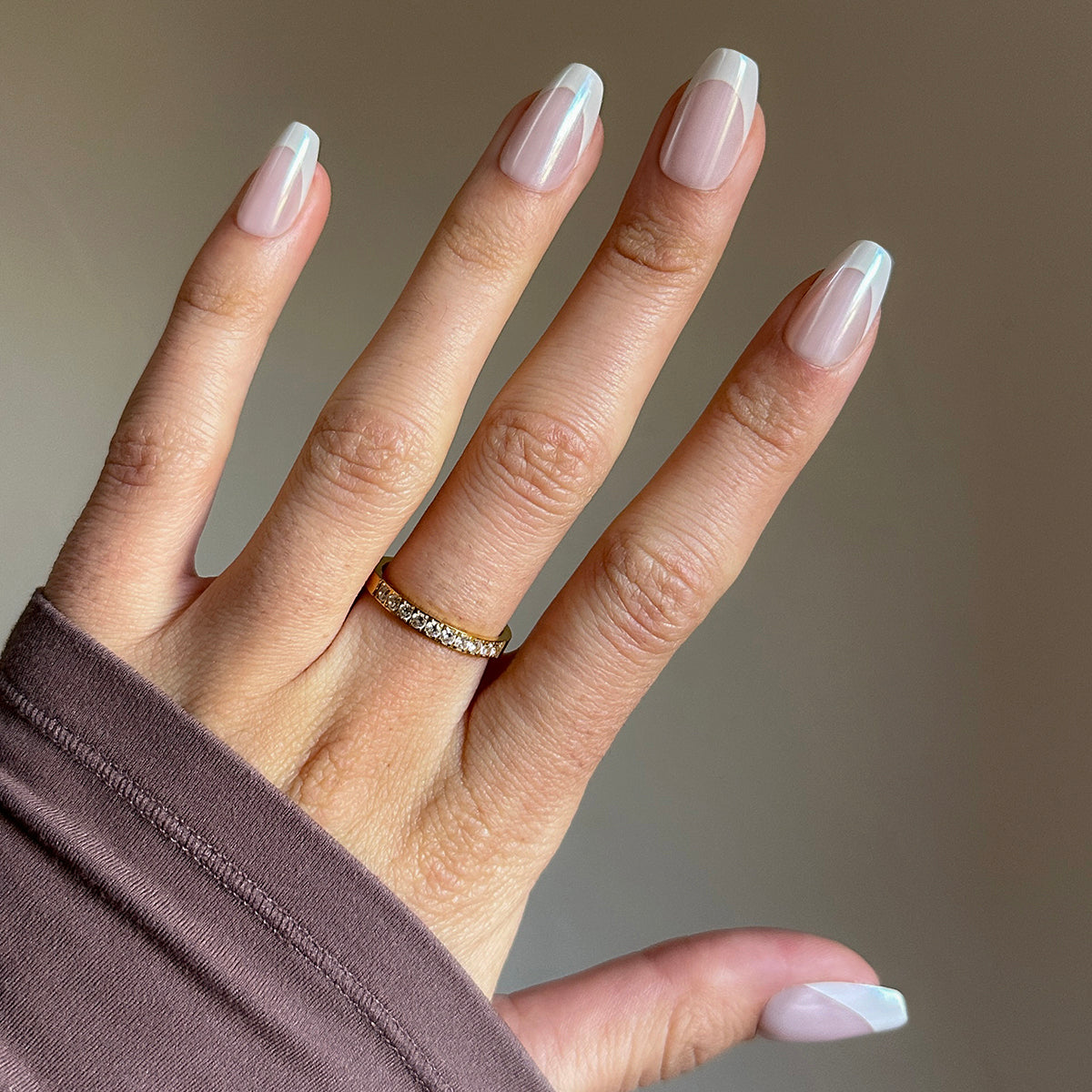 White Chrome French - Press-On | Medium | Coffin、mySite、solidvoid