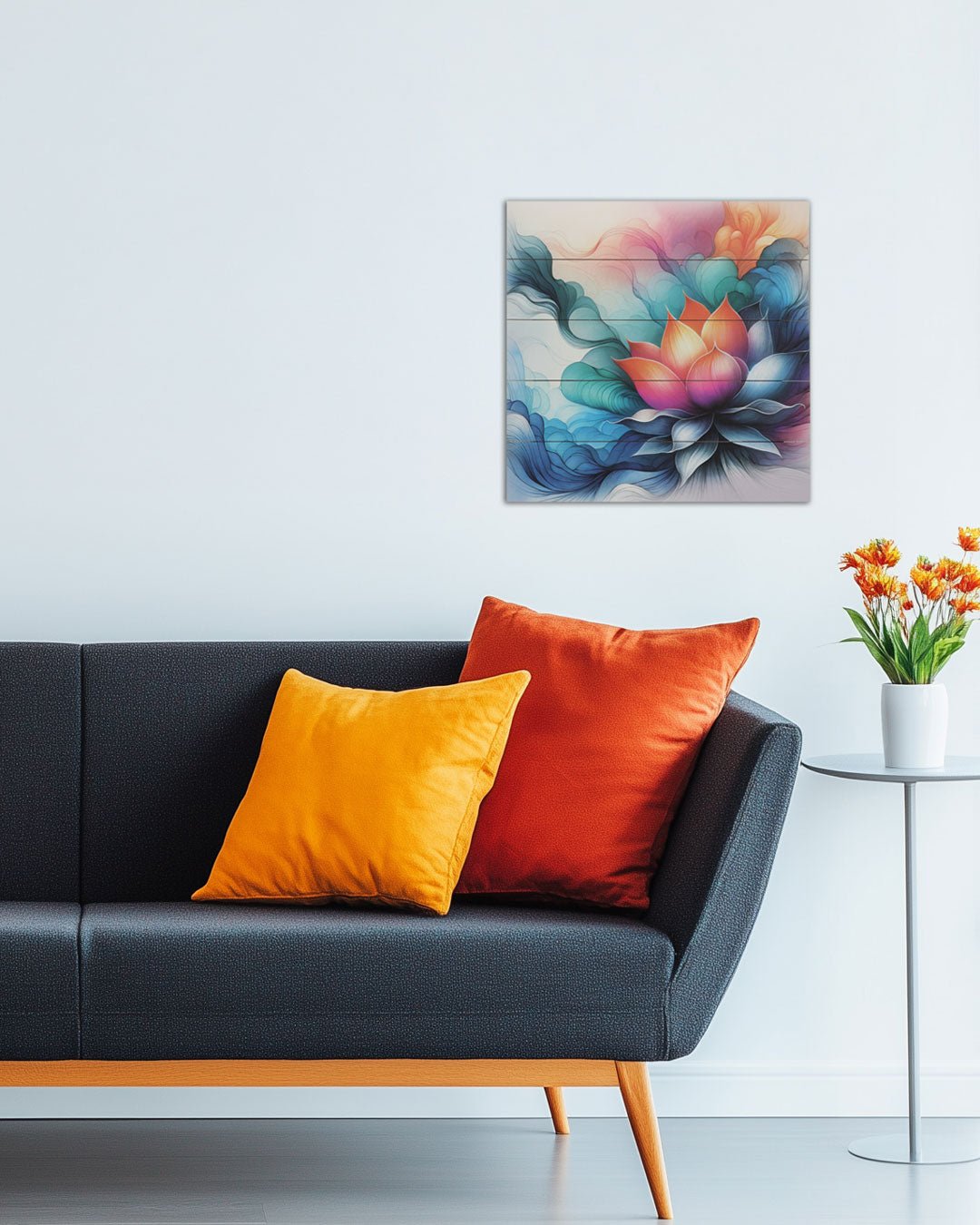 Vibrant Lotus Abstract Wooden Panel Wall Art、mySite、topwebapps