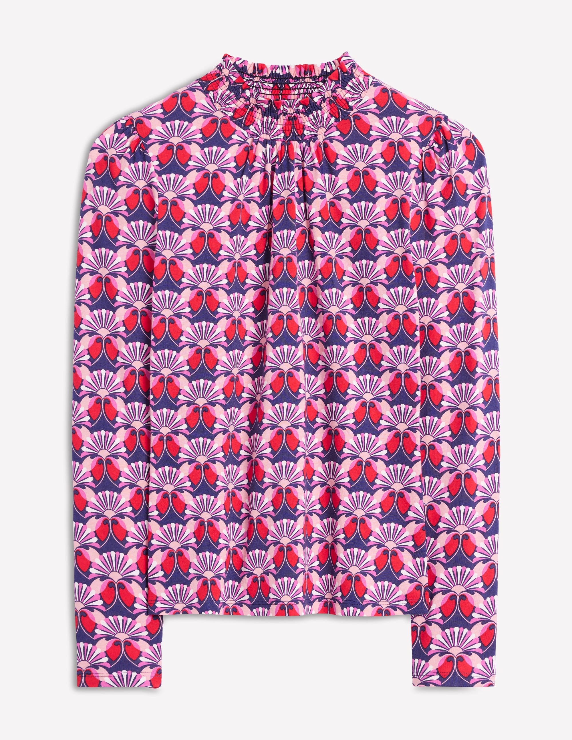  Smocked Neck Printed Top-Poppy Red, Daisy Bloom Geo、mySite、ashleygrahame