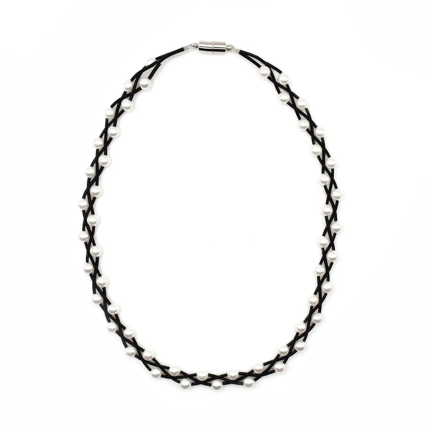  Braided Black Wire Necklace With Pearls、mySite、elrpsem3k