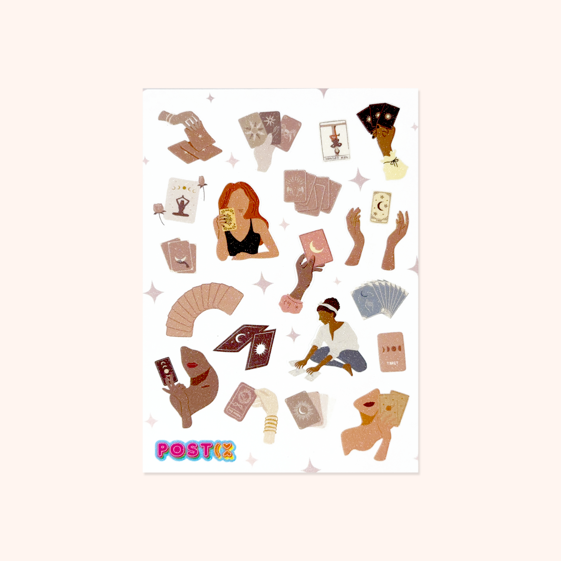  Moon and Sun Pastel Tarot Cards A6 Glitter Sticker Sheet、mySite、ghnorth