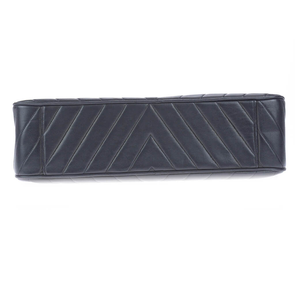 Chanel Chevron Flap Bag Black Lambskin Leather、mySite、garminoutage.com