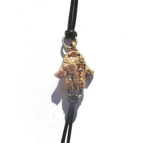 Michal Golan Topaz and Crystal Hamsa Bracelet On Leather、mySite、topwebapps