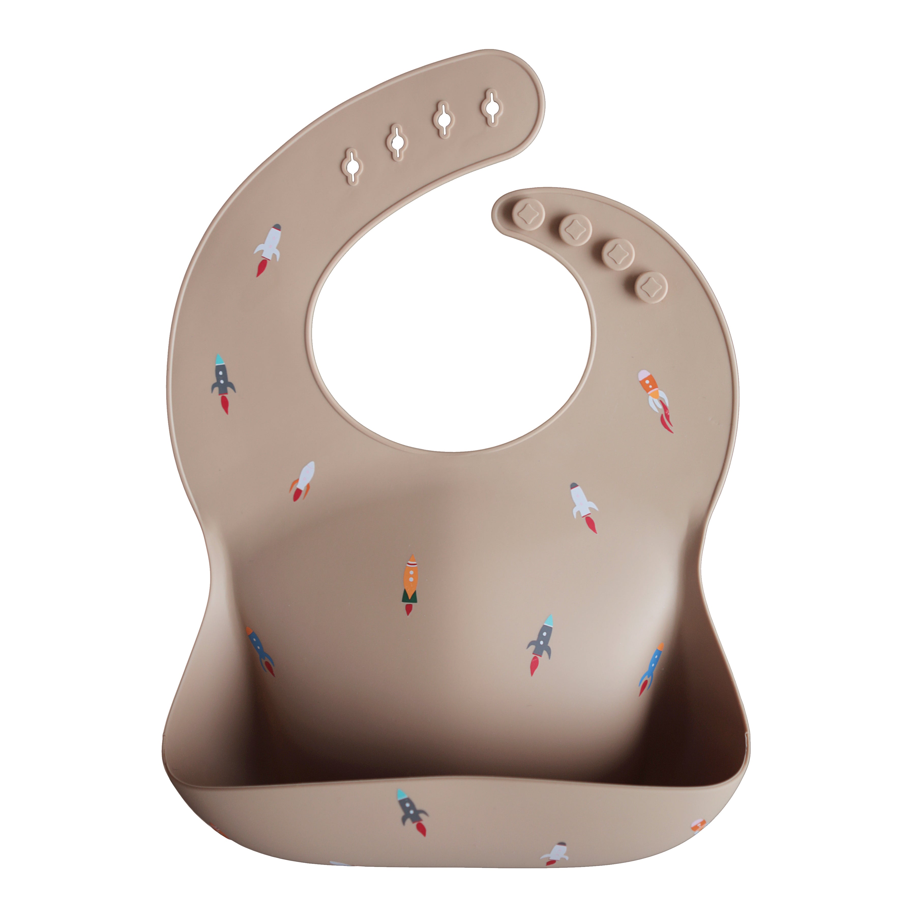 Silicone Baby Bib - Rocket Ship、mySite、g9winljtr