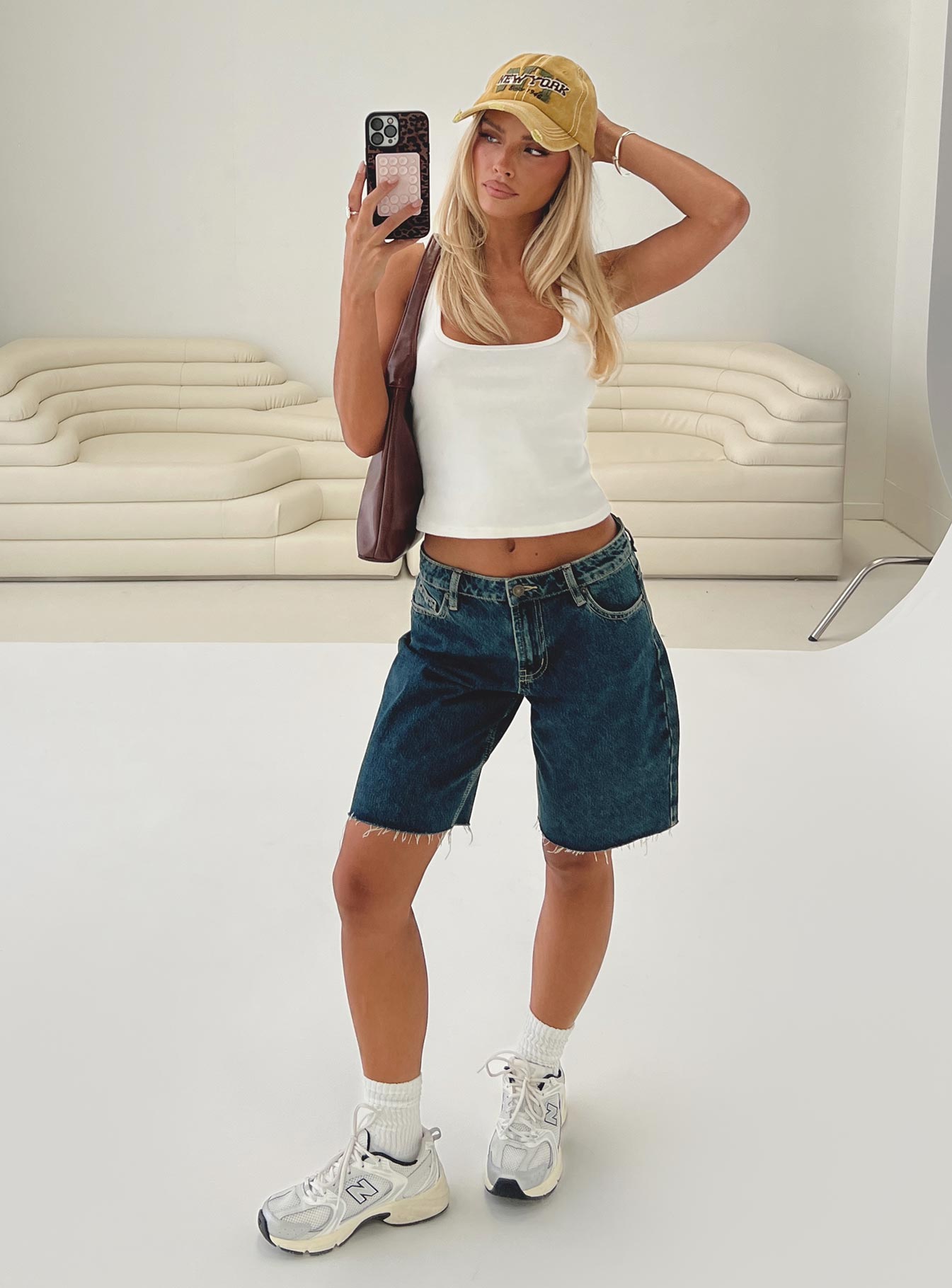 Cult Classic Longline Denim Shorts Vintage Wash、mySite、solidvoid