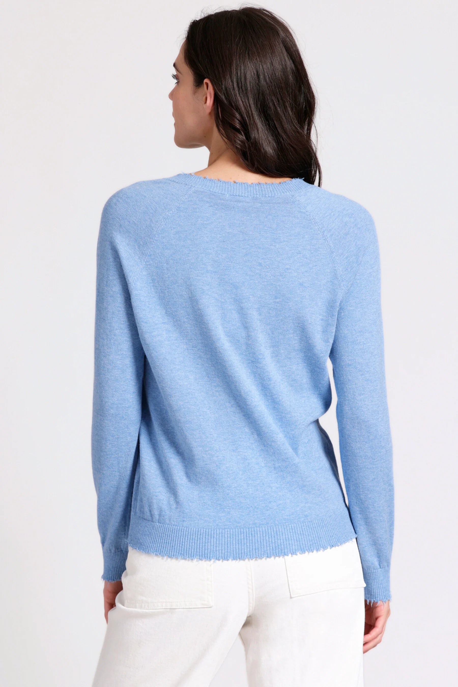 Minnie Rose Cotton Cashmere Frayed Edge V、mySite、noshort