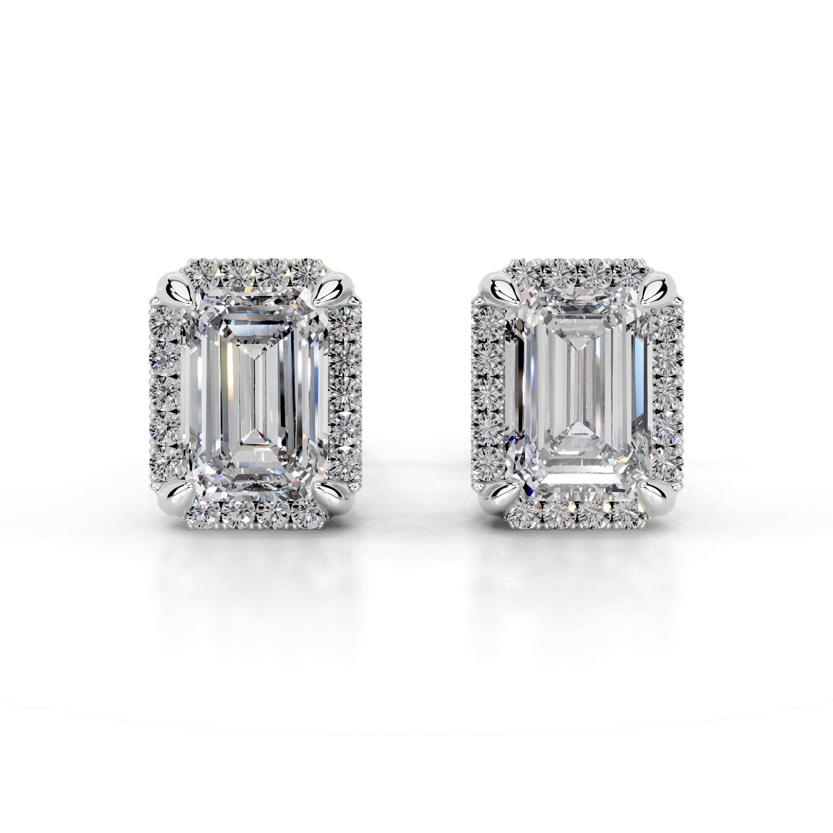 Ophelia Lab Grown Diamond Halo Earrings (2.30 Carat) -18K White Gold、mySite、hinf8tx79