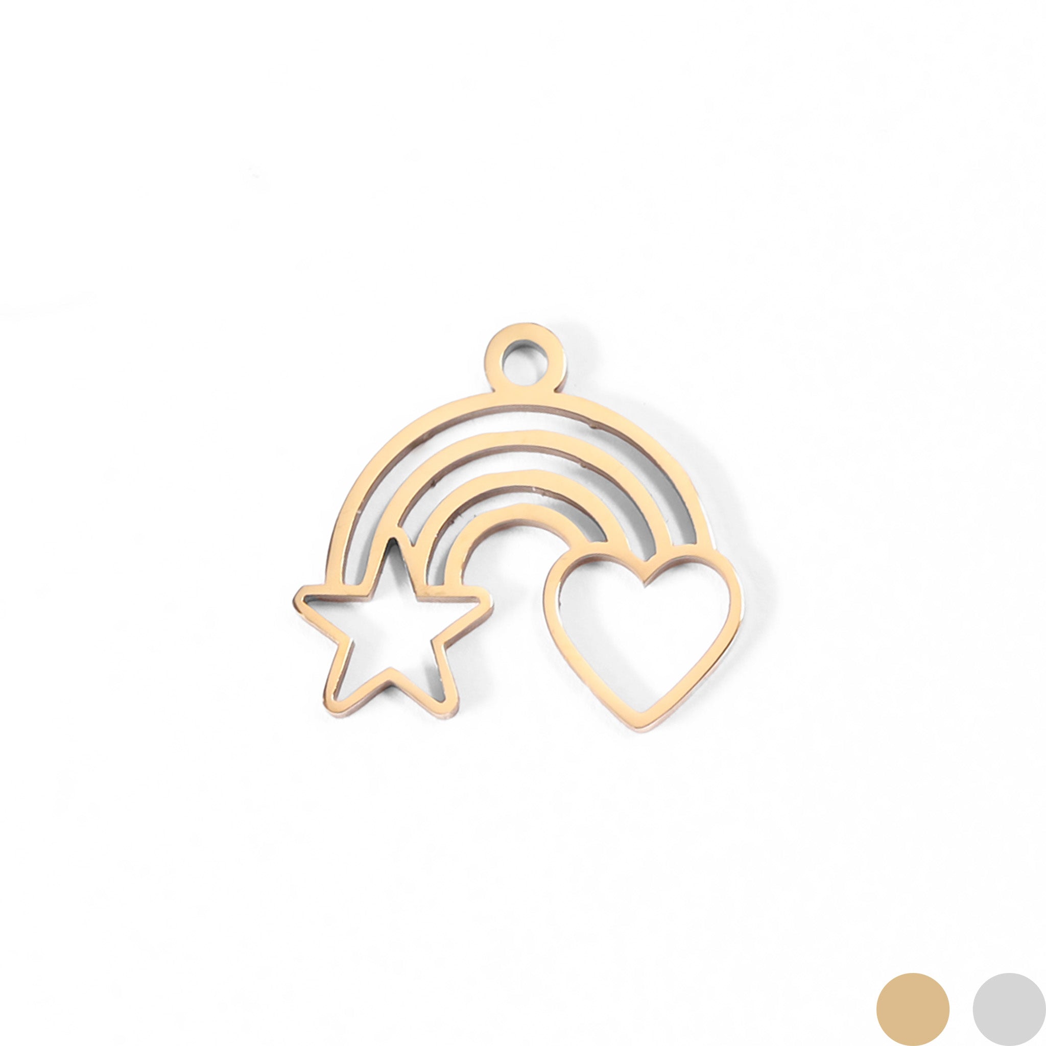 18K Gold PVD Stainless Steel Rainbow Heart and Star Charm / PDL0034、mySite、dreamappss