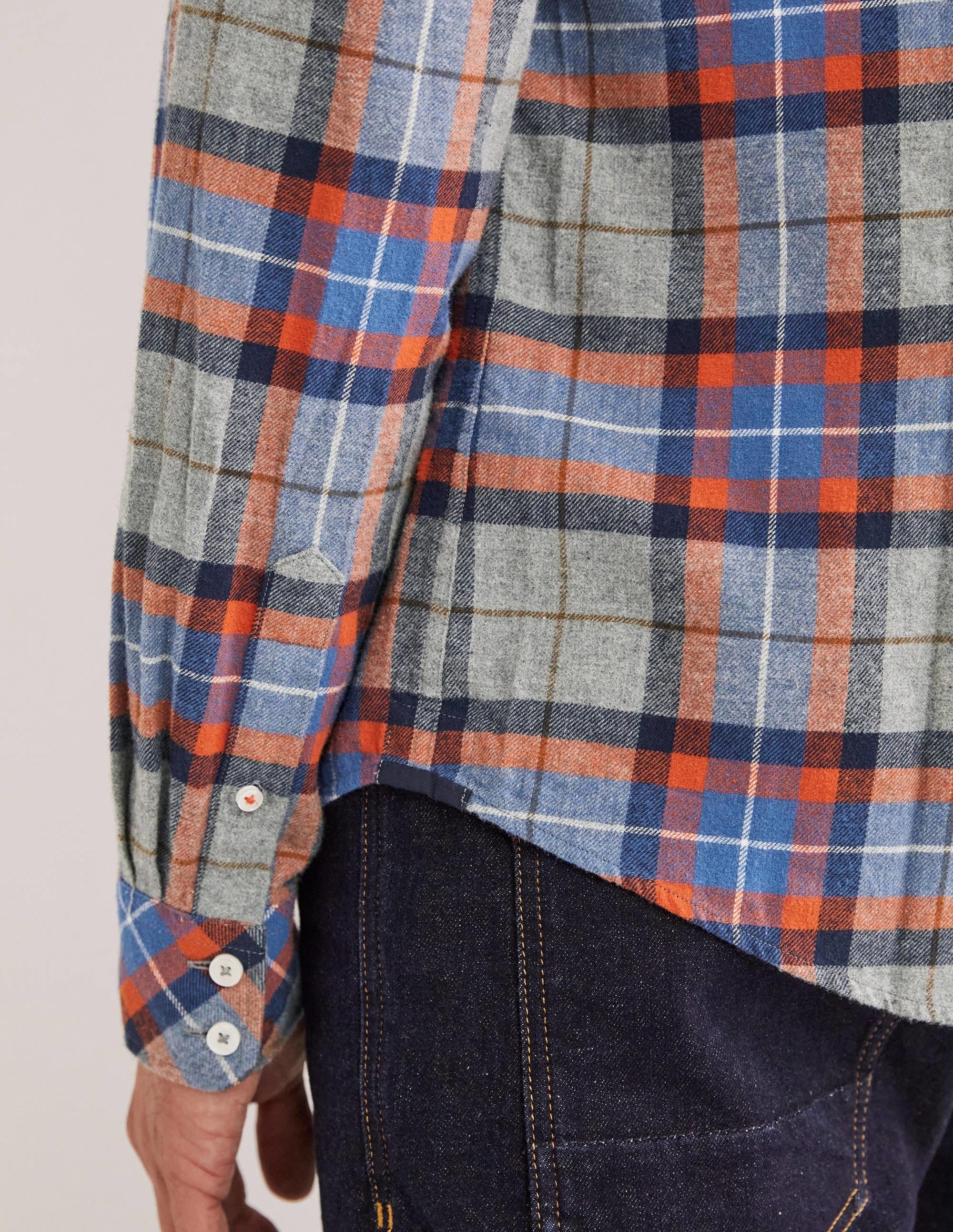  Brushed Flannel Shirt-Grey Marl/Orange Check、mySite、ashleygrahame