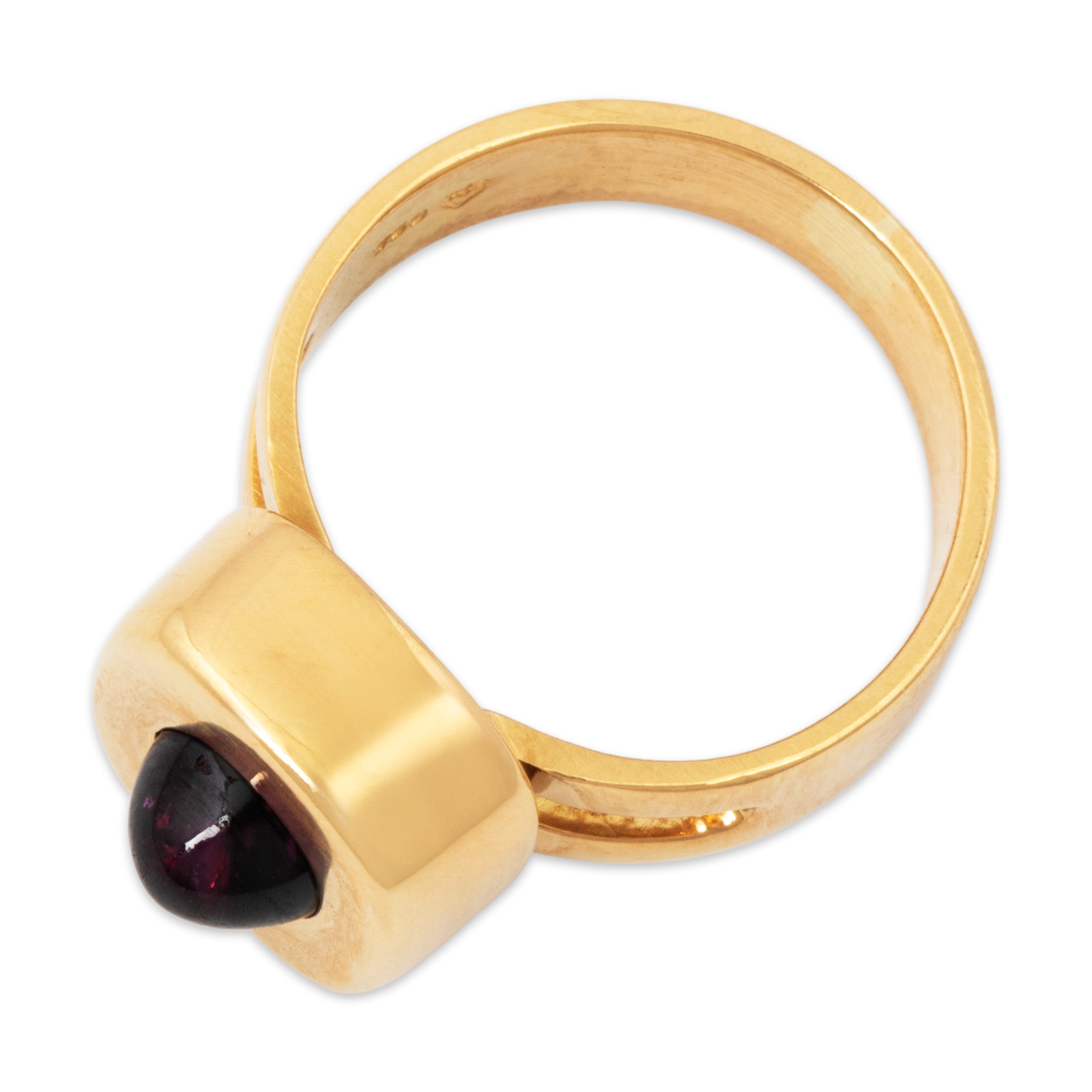 Vintage Heavy 18k Yellow Gold 1.44ct Rhodolite Garnet Modernist Ring 5.25、mySite、hinf8tx79