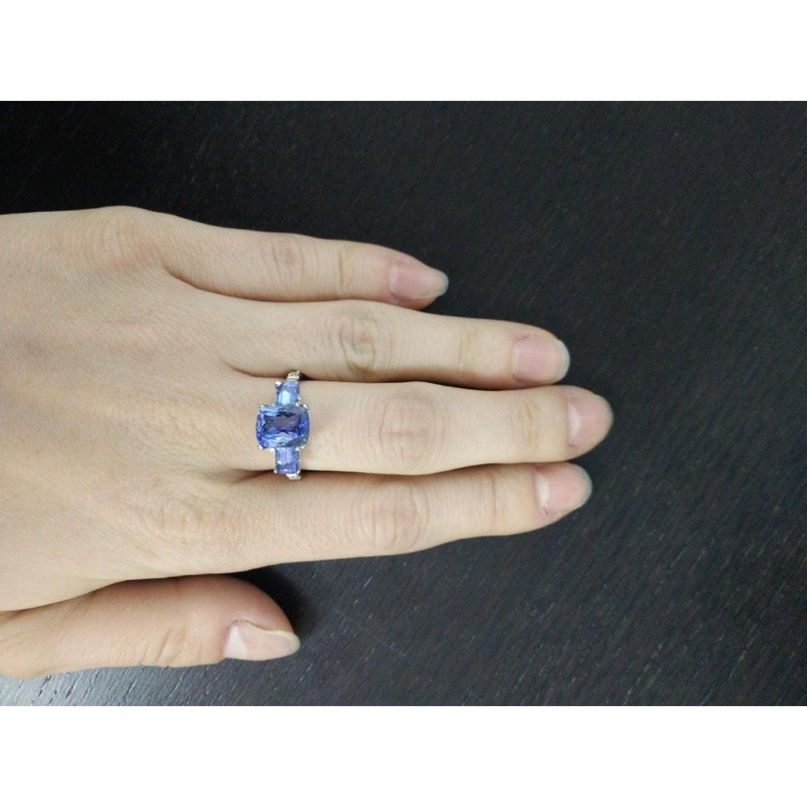 Exquisite 2.87ct Tanzanite and Diamond Ring in 14K White Gold, Size 7, So Elegant!、mySite、g9winljtr
