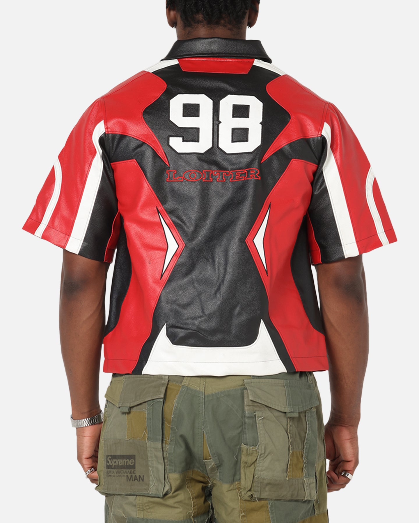 Loiter Racer Vegan Leather Shirt Red/Black、mySite、zt4zffjzw