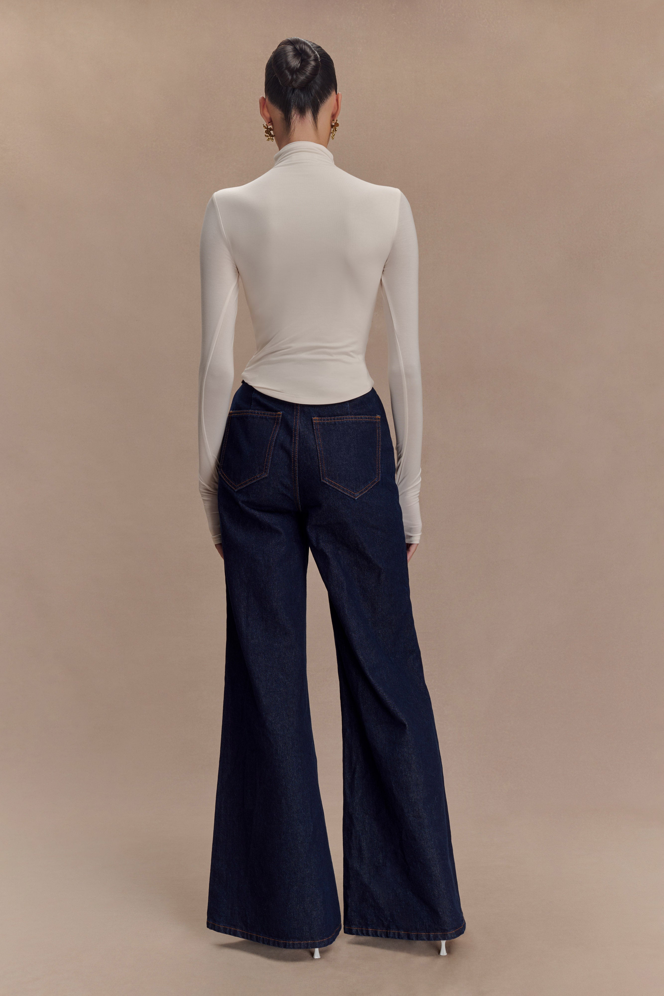 Ember Modal Long Sleeve High Neck Top - Ivory、mySite、solidvoid