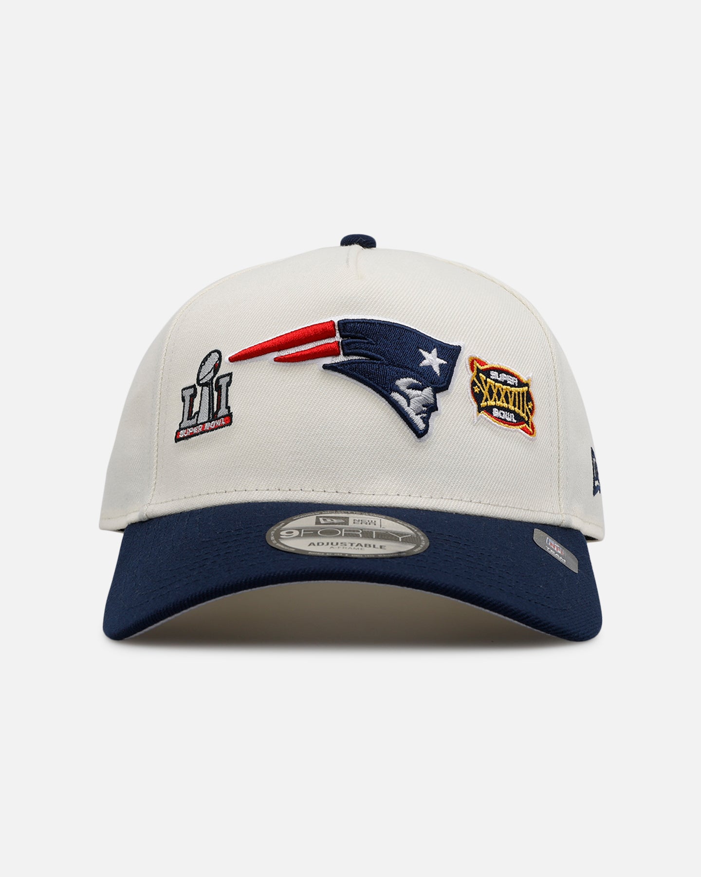 New Era New England Patriots 'Super Bowl Logos' 9FORTY A-Frame Snapback Chrome、mySite、zt4zffjzw