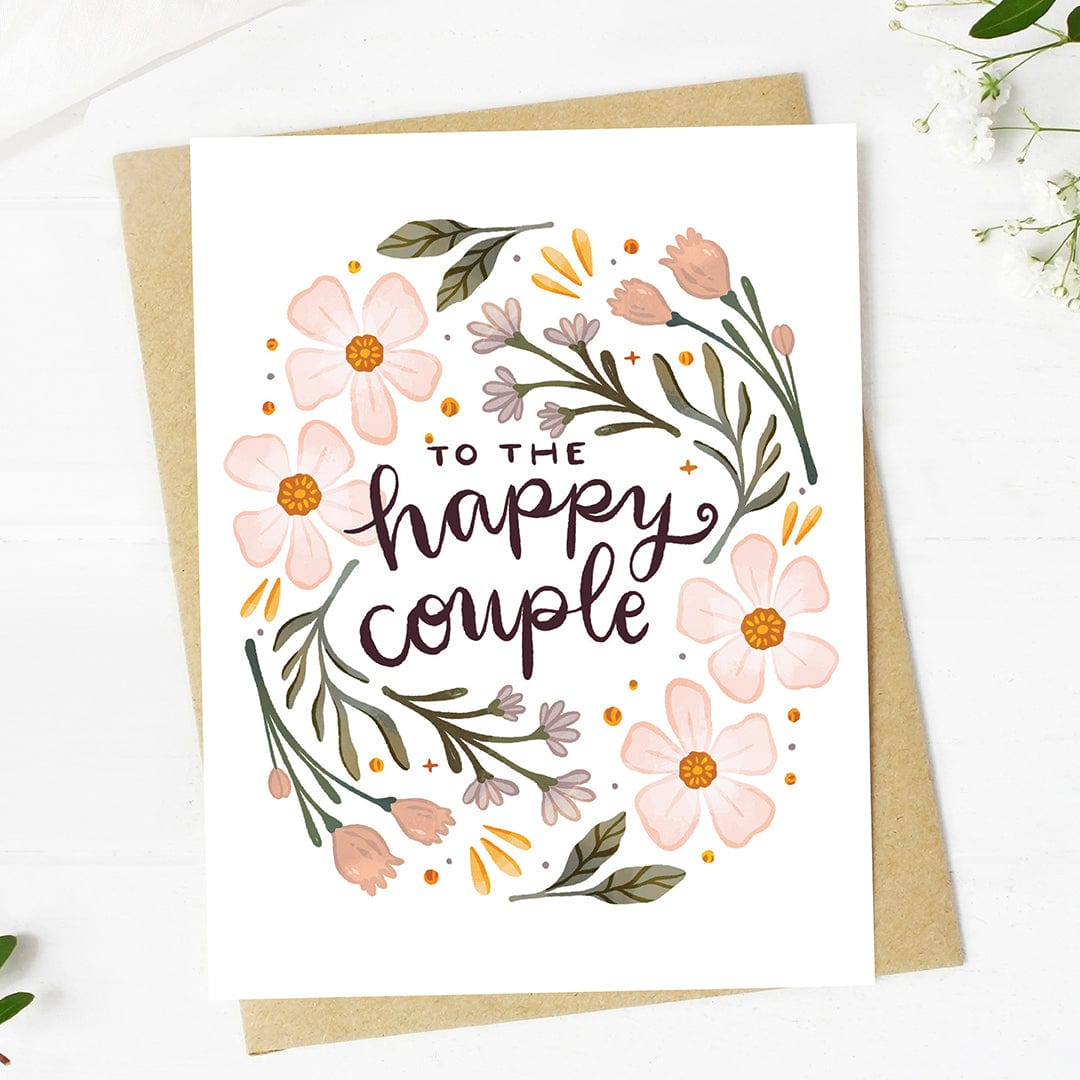 To the happy couple Pink Florals Cursive Text Wedding Card、mySite、elrpsem3k