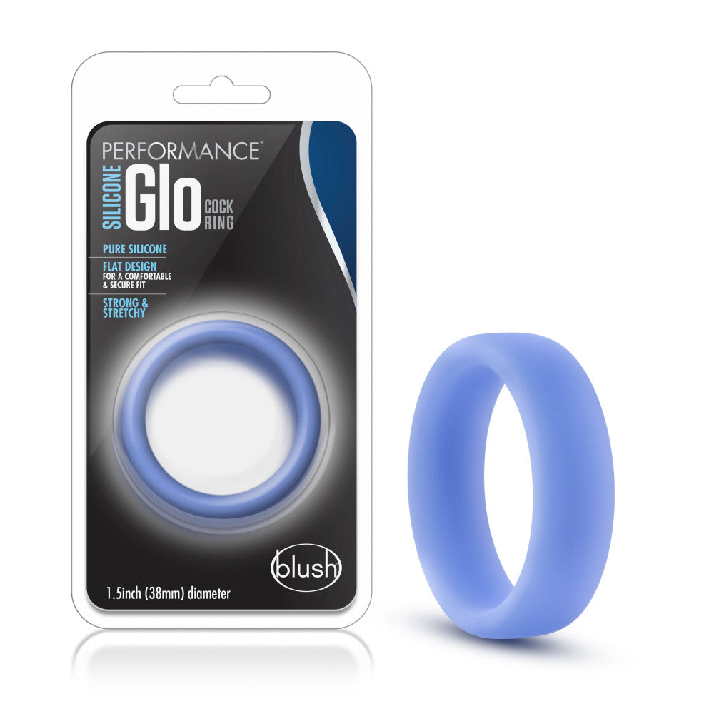 Performance By Blush® | Glo: Glow In The Dark Blue Penis Ring - Made with Puria™ Silicone、mySite、bottomscart