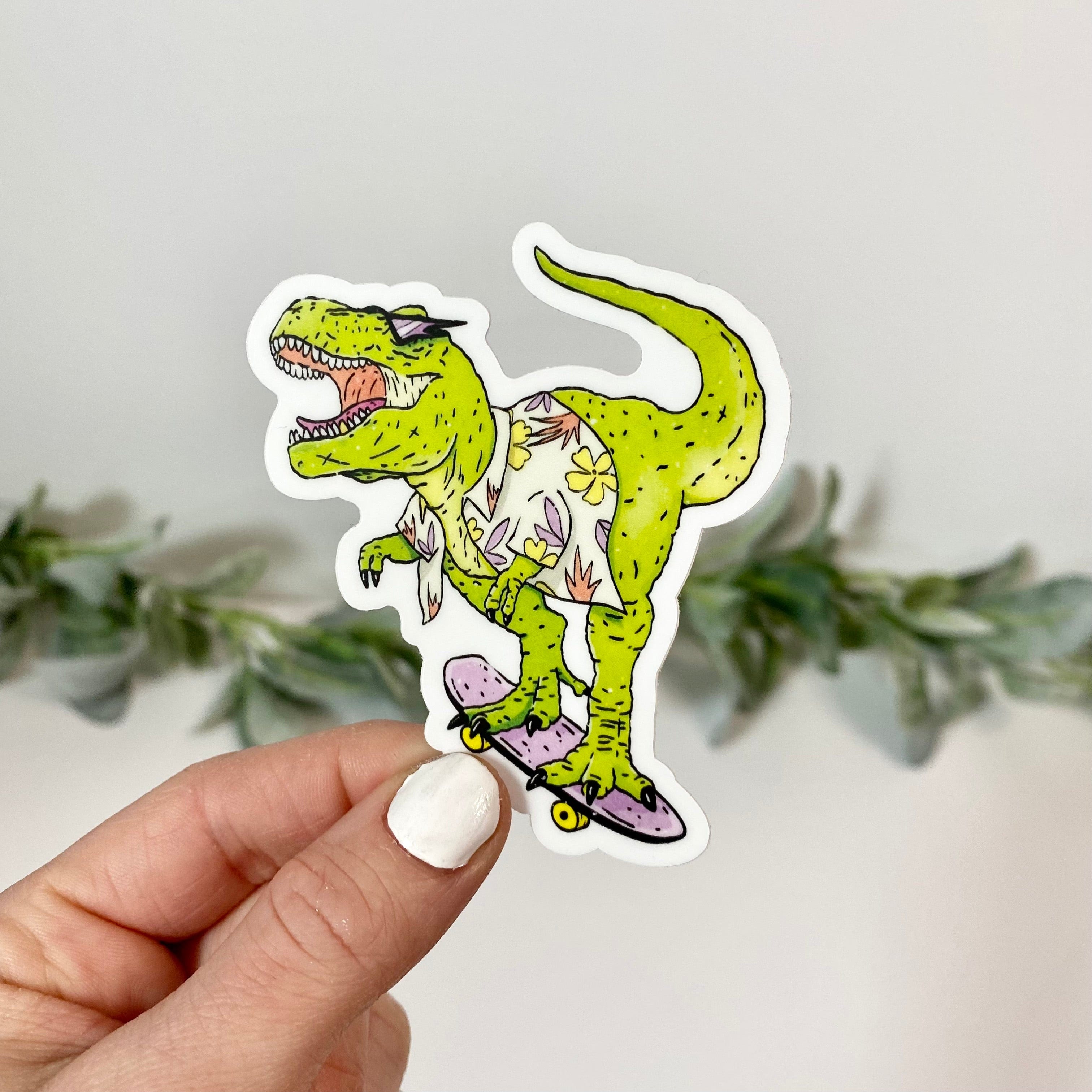  Rad Skateboard T-Rex Dinosaur Sticker、mySite、elrpsem3k