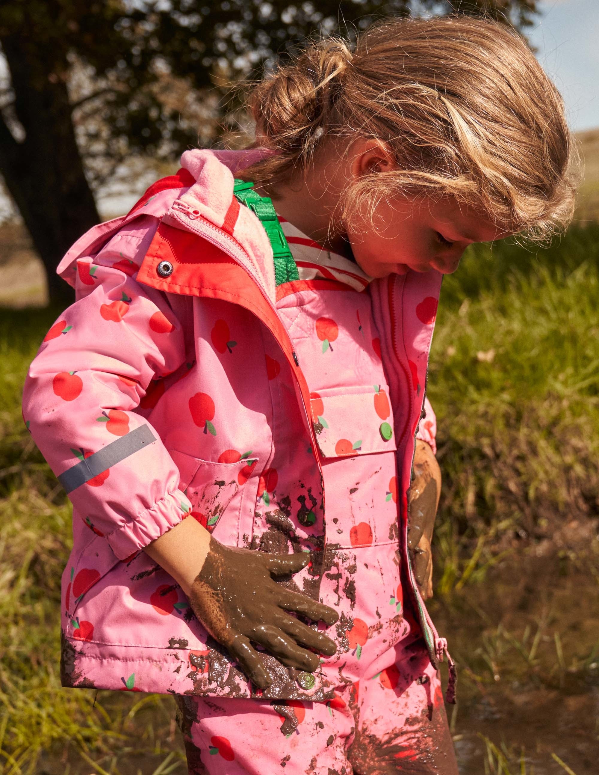  Pink Apple Print Waterproof Jacket-Formica Pink Apples、mySite、ashleygrahame