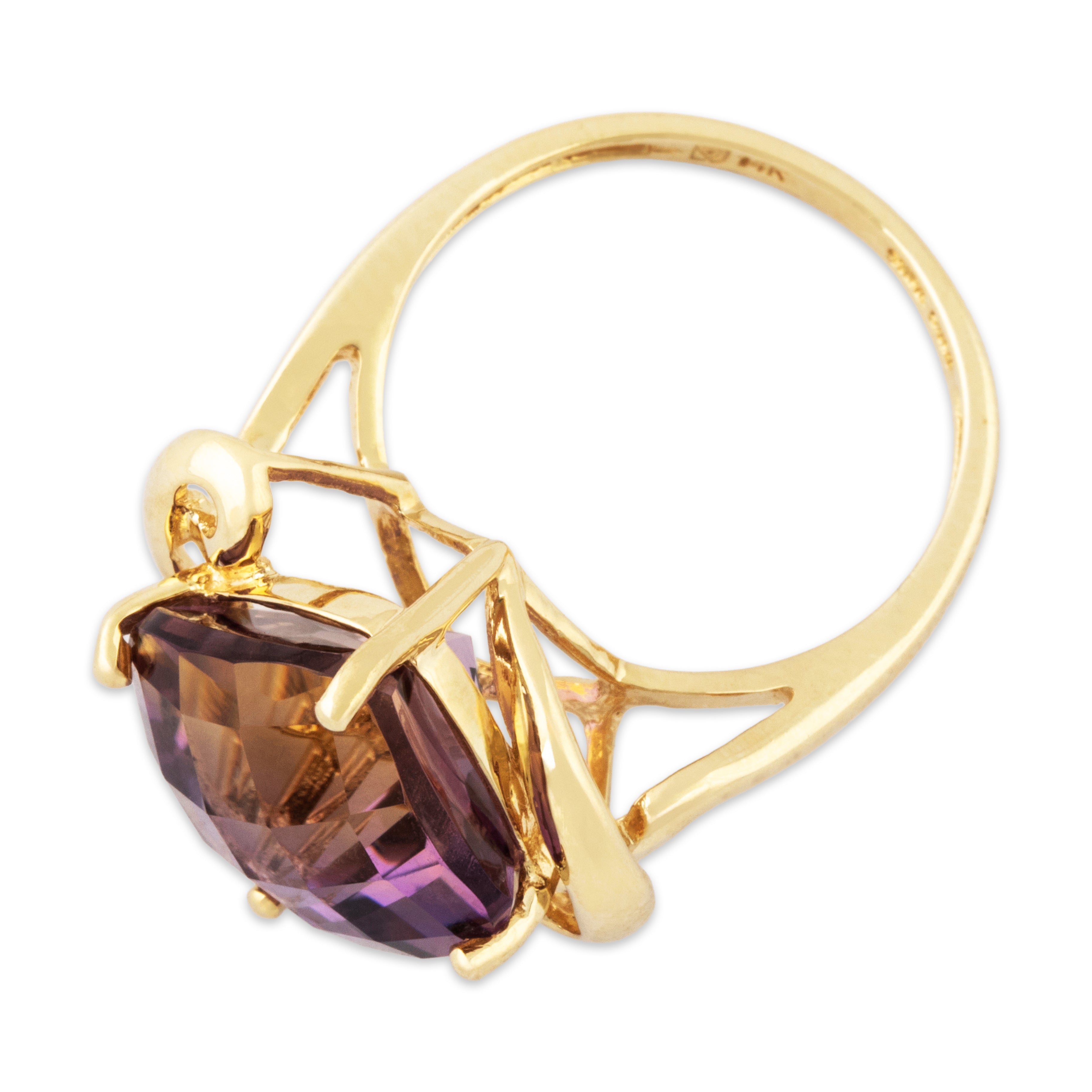 Vintage Heavy 14k Gold 8.5ct Ametrine Checkerboard Cocktail Ring 7.25、mySite、hinf8tx79