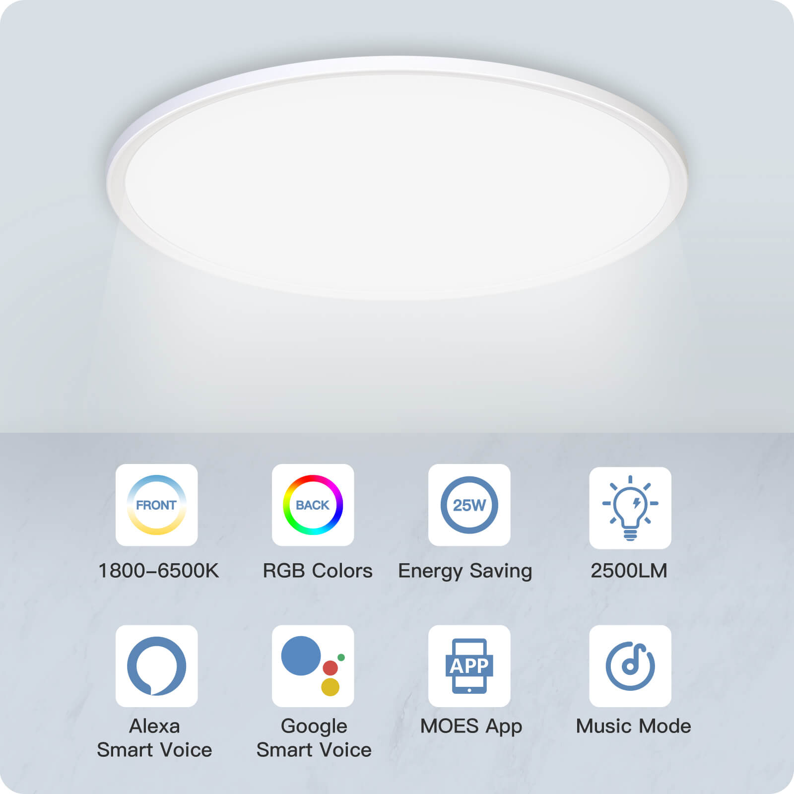 MOES Smart WIFI Ceiling Light Ultrathin Energy-saving RGB Dimmable Lighting LED Lamp、mySite、fannypackpong
