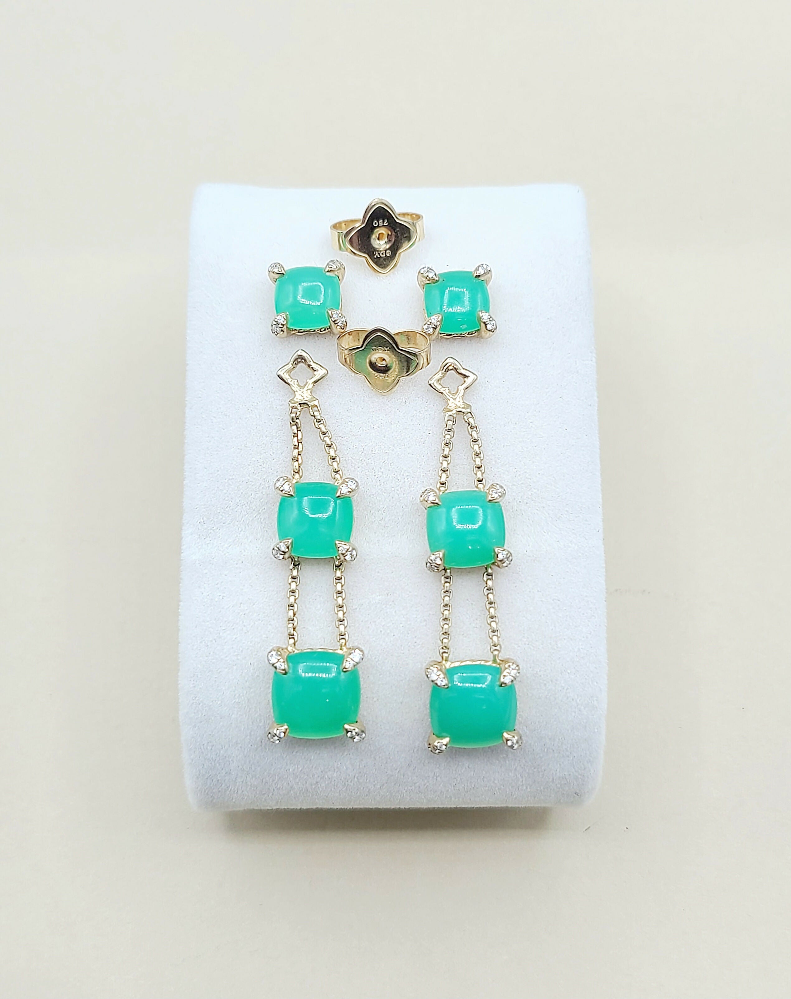 David Yurman聽Chatelaine聽Linear Chain 18k Earrings With Chrysoprase、mySite、hinf8tx79