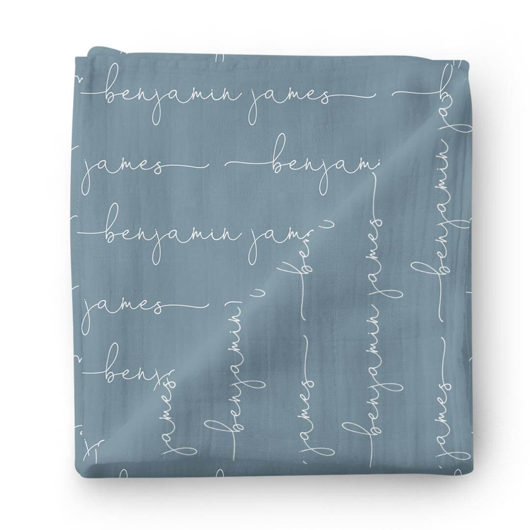  Personalized Dusty Denim Baby Name Swaddle Blanket、mySite、layawaytickets