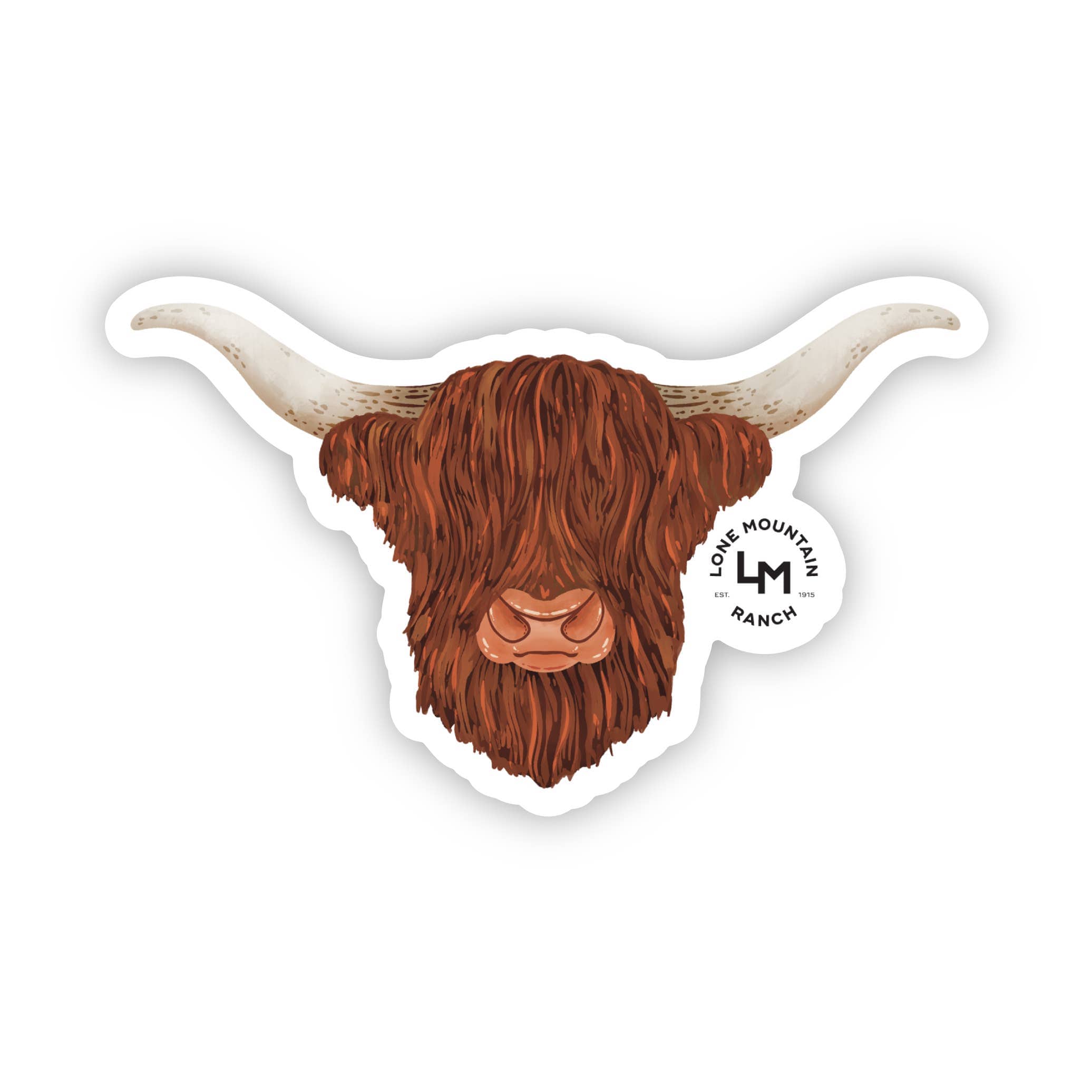 Big Moods - LM - Highland Cow Head Sticker、mySite、g9winljtr