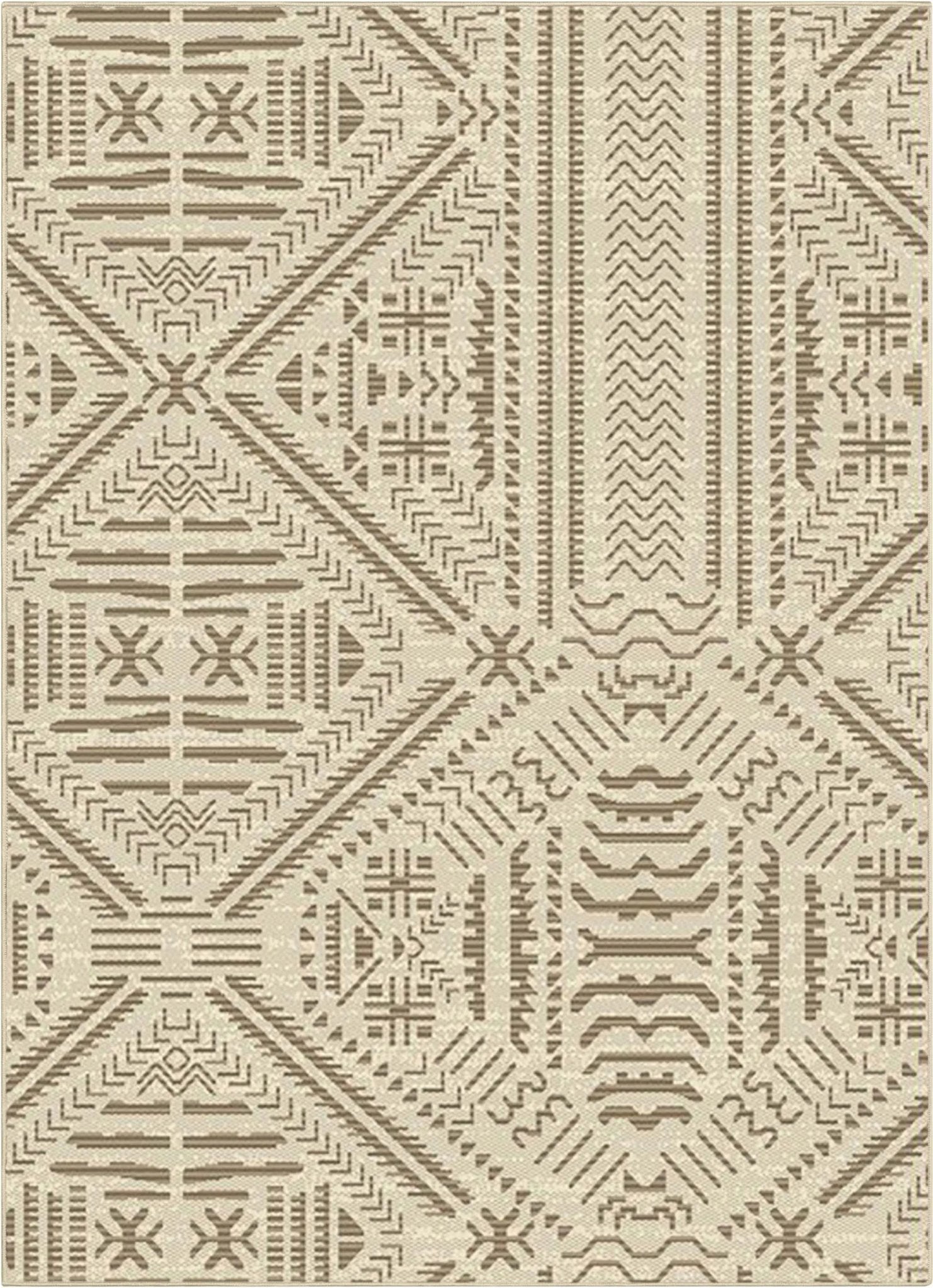 Khalo Tribal Indoor/Outdoor Beige Flat-Weave 5'3 x 7'3 Rug、mySite、gigharbornorthrealestate