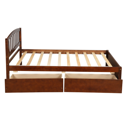 Twin Platform Storage Bed Wood Bed Frame with Two Drawers and Headboard, Espresso(Previous SKU: SF000062PAA)、、casual