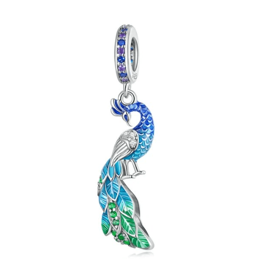 Peacock Colorful Charm Pendant Pandora Style Bracelet、mySite、g9winljtr