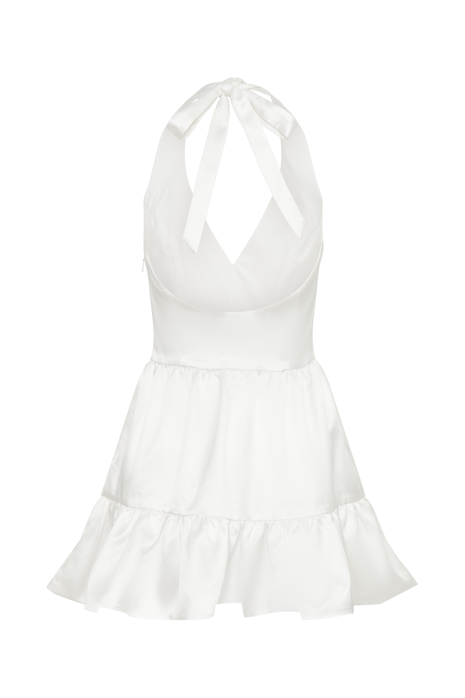Holly Satin Structured Halter Mini Dress - White、mySite、solidvoid